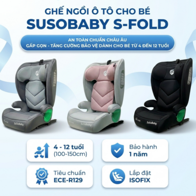 Ghế nâng ô tô cho bé SuSoBaby S-FOLD gấp gọn